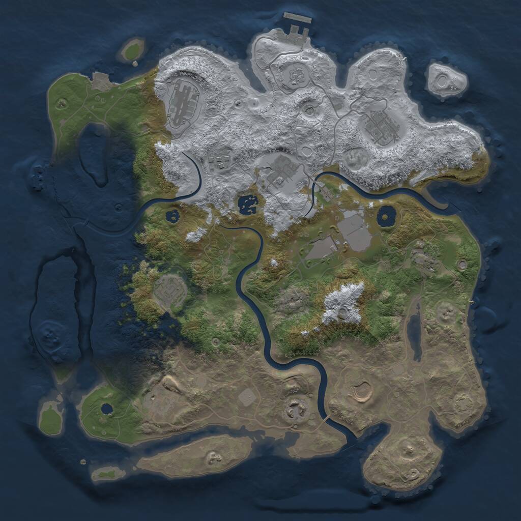 Rust Map: Procedural Map, Size: 3750, Seed: 306043704, 17 Monuments