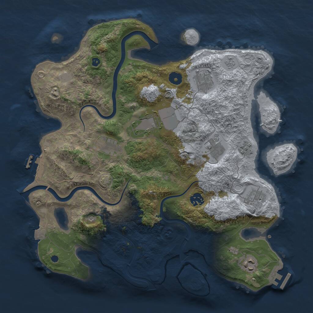 Rust Map: Procedural Map, Size: 3600, Seed: 664969, 14 Monuments