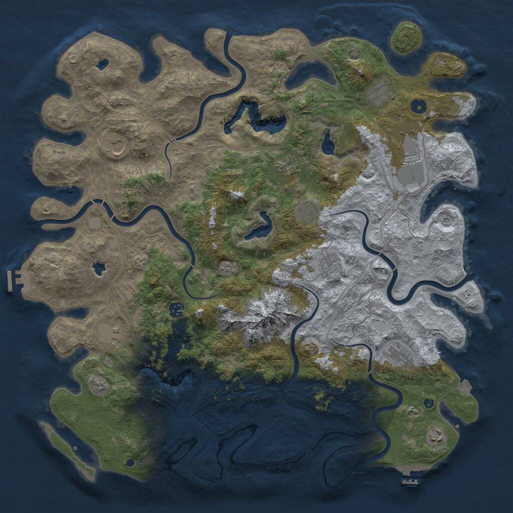 Rust Map: Procedural Map, Size: 5000, Seed: 975037228, 17 Monuments