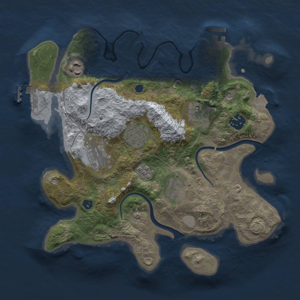 Rust Map: Procedural Map, Size: 3000, Seed: 2094711337, 12 Monuments