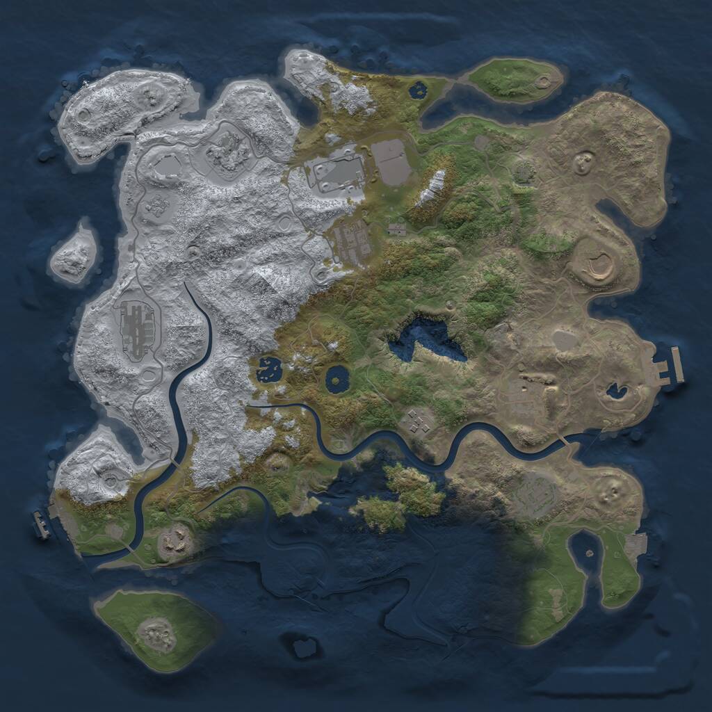 Rust Map: Procedural Map, Size: 4000, Seed: 173867, 16 Monuments