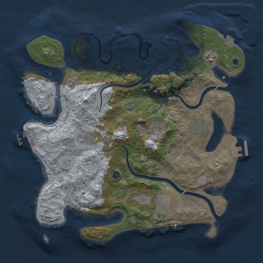 Rust Map: Procedural Map, Size: 3500, Seed: 311329872, 12 Monuments
