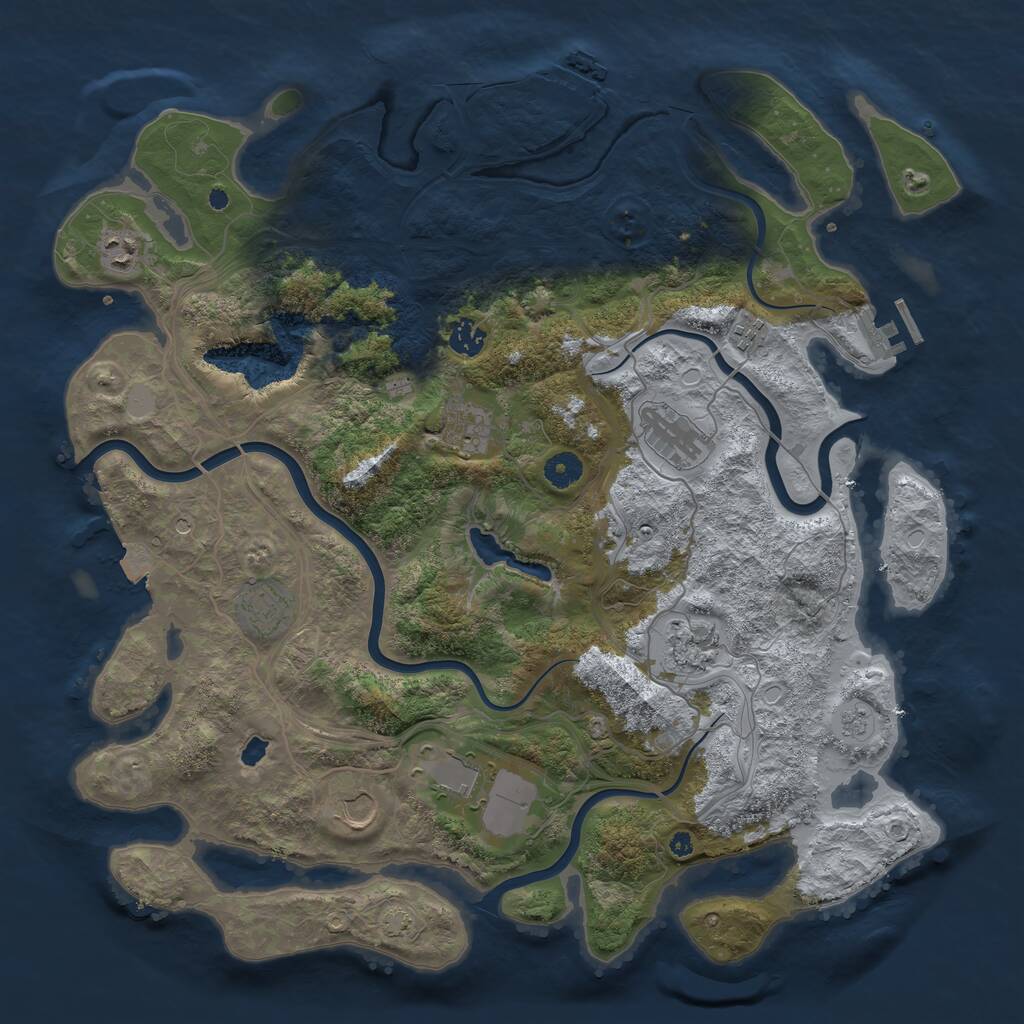 Rust Map: Procedural Map, Size: 4250, Seed: 1252773903, 15 Monuments