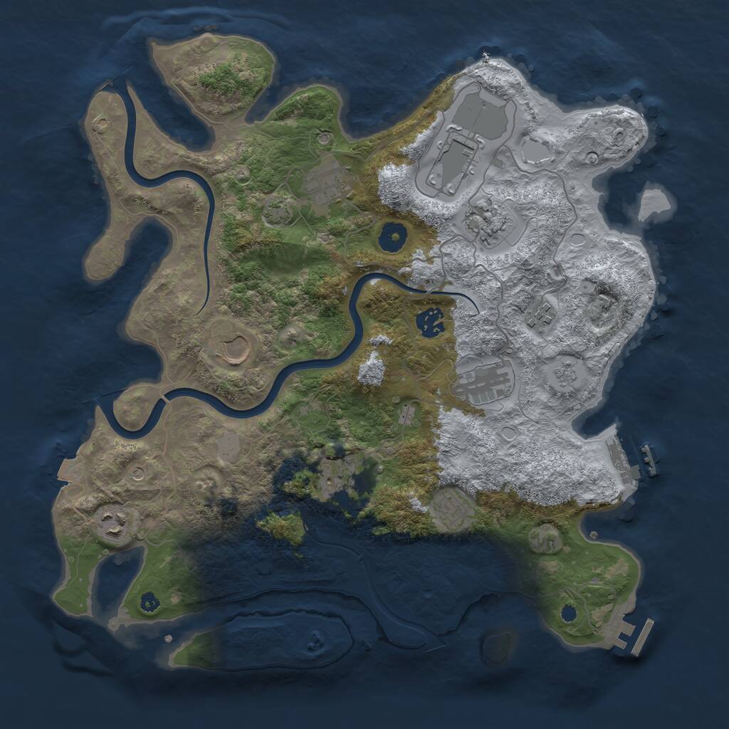 Rust Map: Procedural Map, Size: 3750, Seed: 2021796752, 16 Monuments