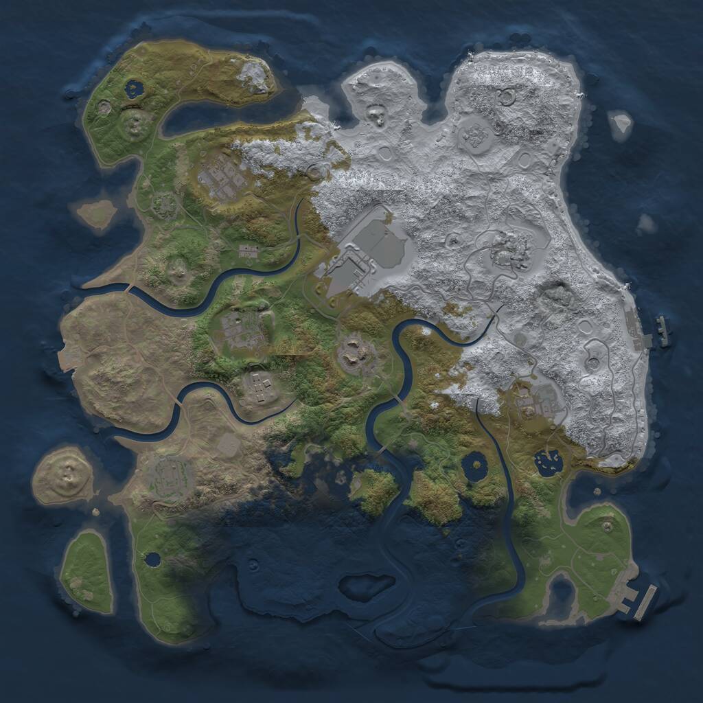 Rust Map: Procedural Map, Size: 3750, Seed: 425973400, 16 Monuments