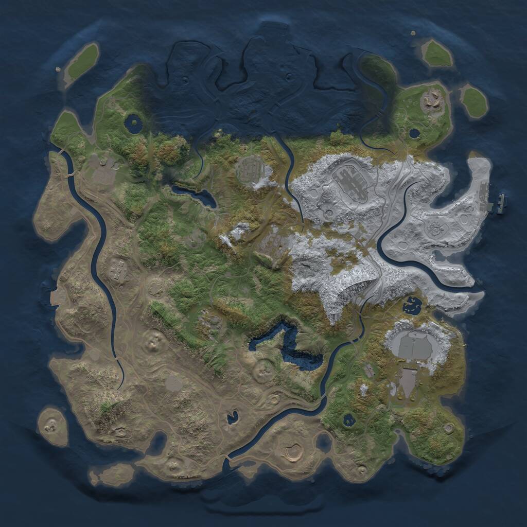 Rust Map: Procedural Map, Size: 4250, Seed: 484894217, 16 Monuments