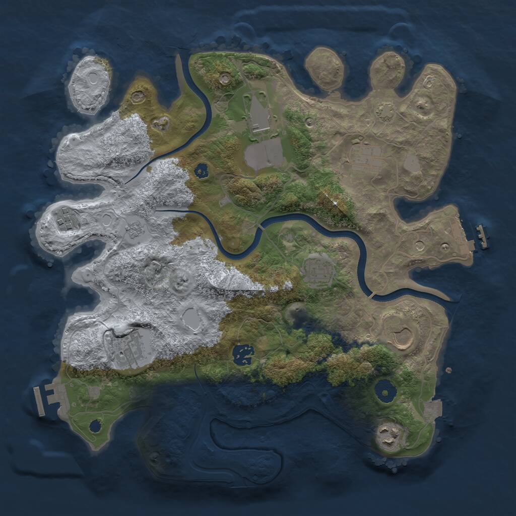 Rust Map: Procedural Map, Size: 3500, Seed: 74158014, 14 Monuments