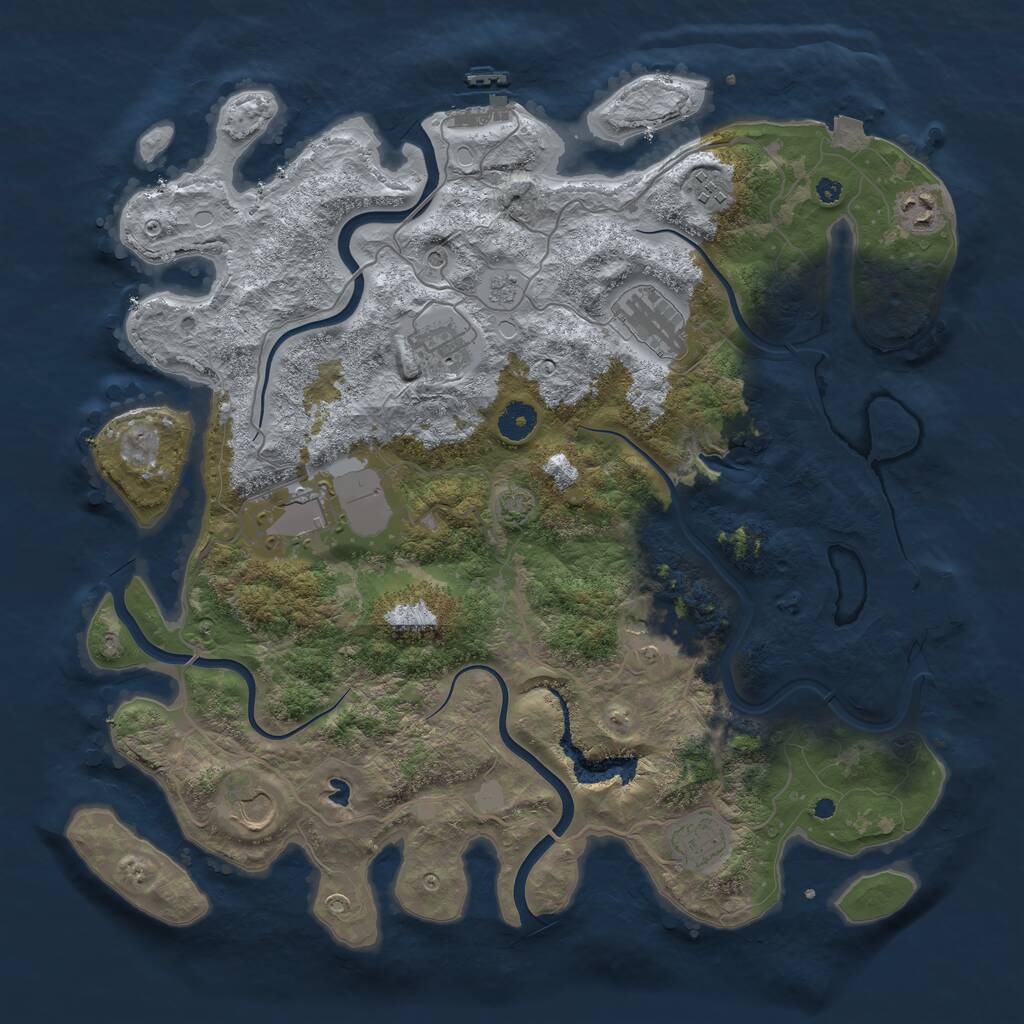 Rust Map: Procedural Map, Size: 4050, Seed: 223037664, 14 Monuments
