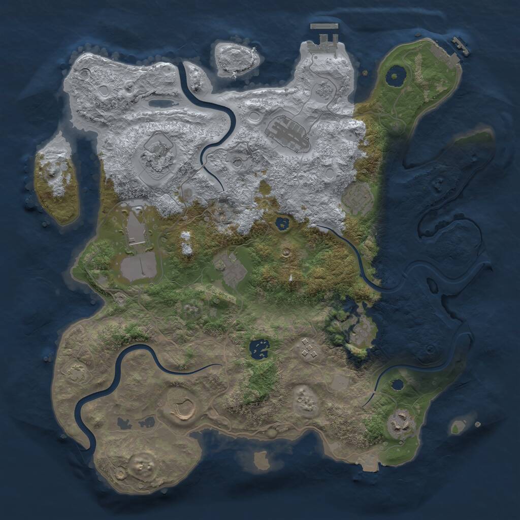 Rust Map: Procedural Map, Size: 3750, Seed: 1195598291, 16 Monuments
