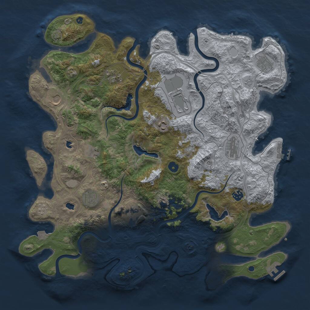 Rust Map: Procedural Map, Size: 4500, Seed: 184956084, 17 Monuments
