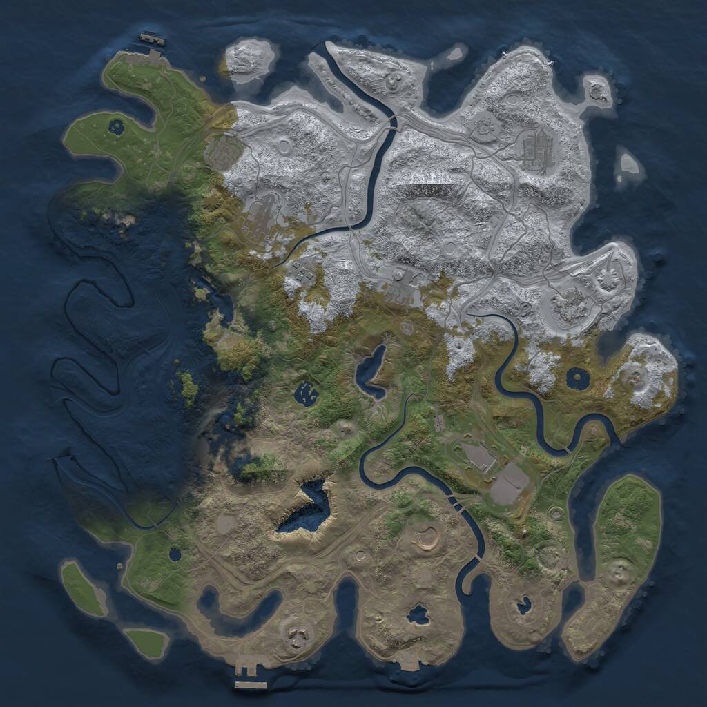 Rust Map: Procedural Map, Size: 4500, Seed: 1245391914, 17 Monuments