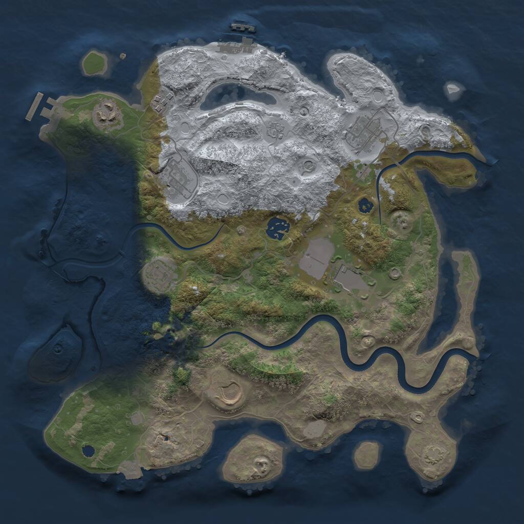Rust Map: Procedural Map, Size: 3500, Seed: 919856972, 14 Monuments