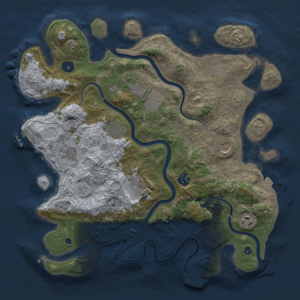 Rust Map: Procedural Map, Size: 3750, Seed: 1055820163, 14 Monuments