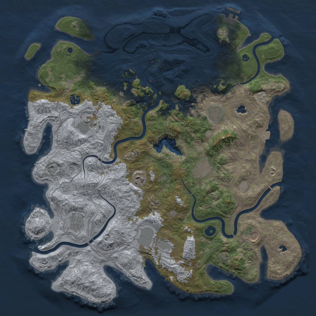 Rust Map: Procedural Map, Size: 4500, Seed: 1201538991, 17 Monuments