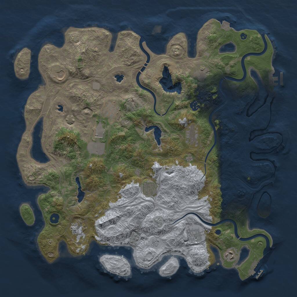 Rust Map: Procedural Map, Size: 4500, Seed: 1217302647, 17 Monuments