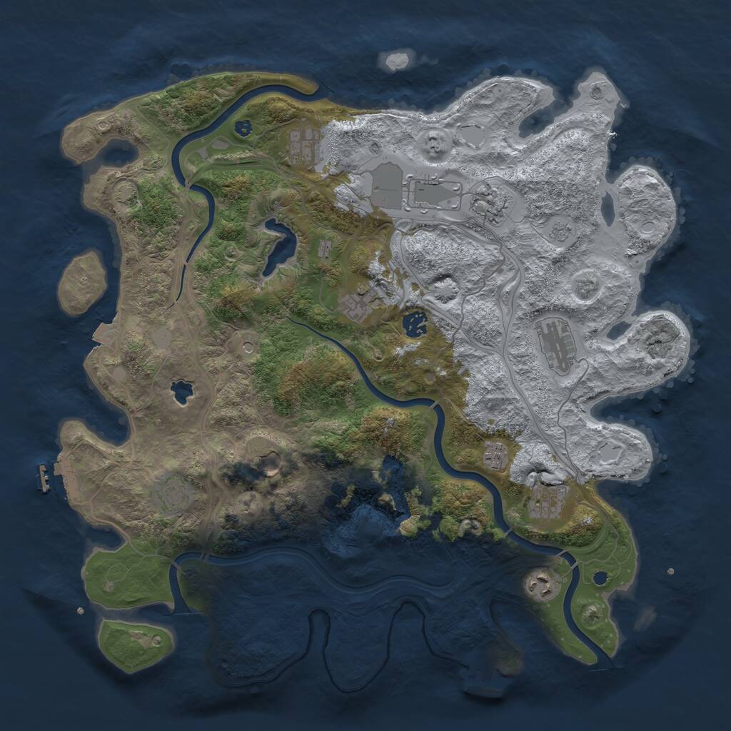 Rust Map: Procedural Map, Size: 4250, Seed: 1953083588, 17 Monuments