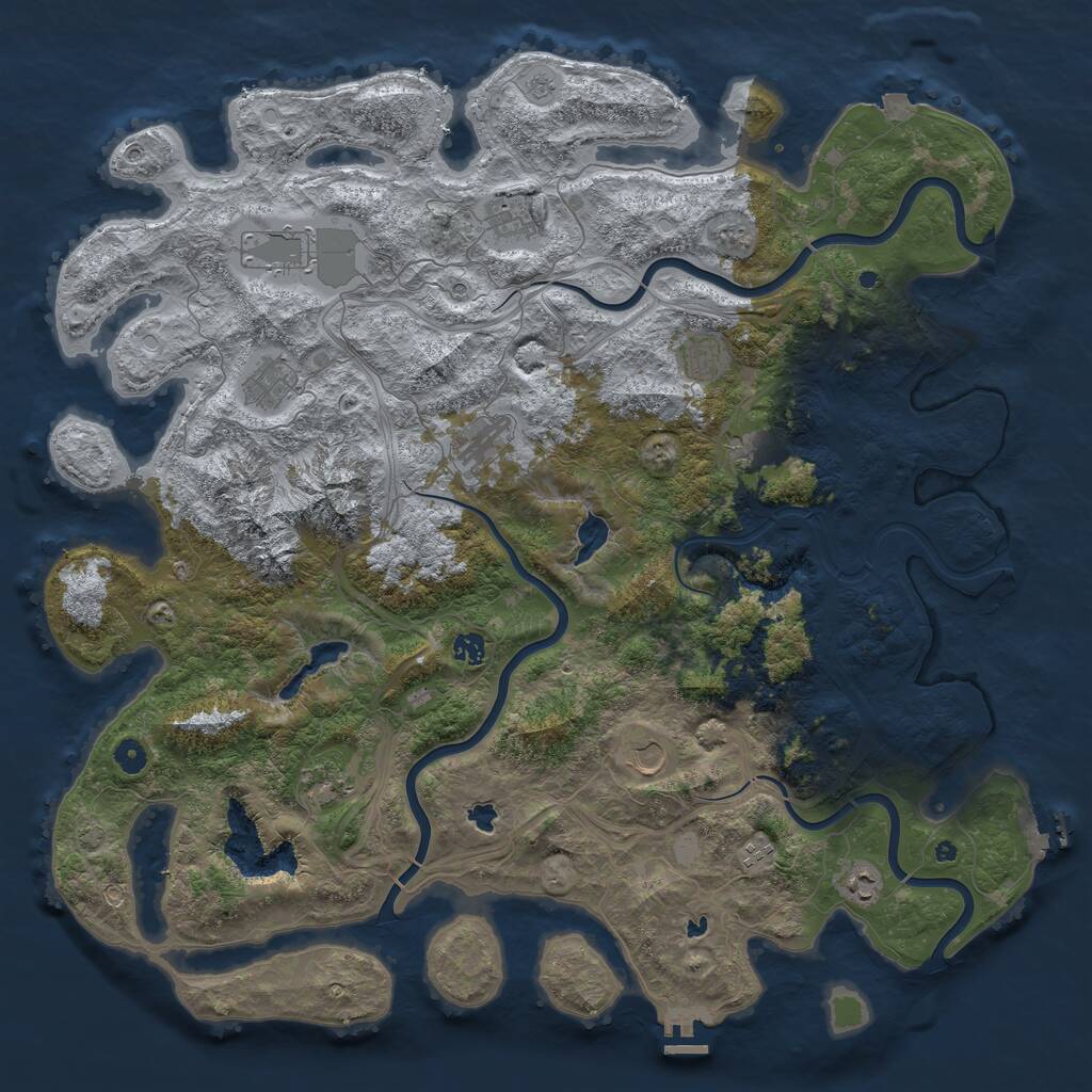 Rust Map: Procedural Map, Size: 5000, Seed: 52126, 17 Monuments