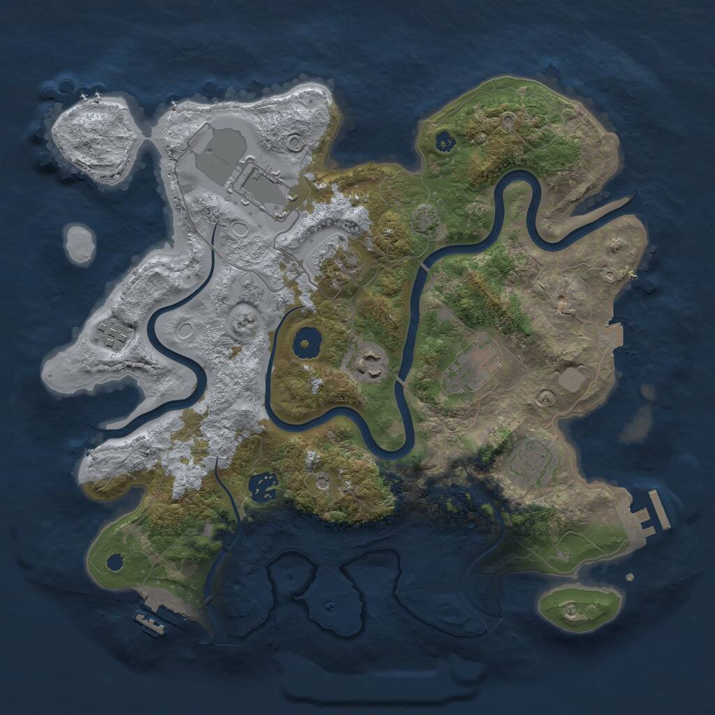 Rust Map: Procedural Map, Size: 3500, Seed: 1436334001, 13 Monuments