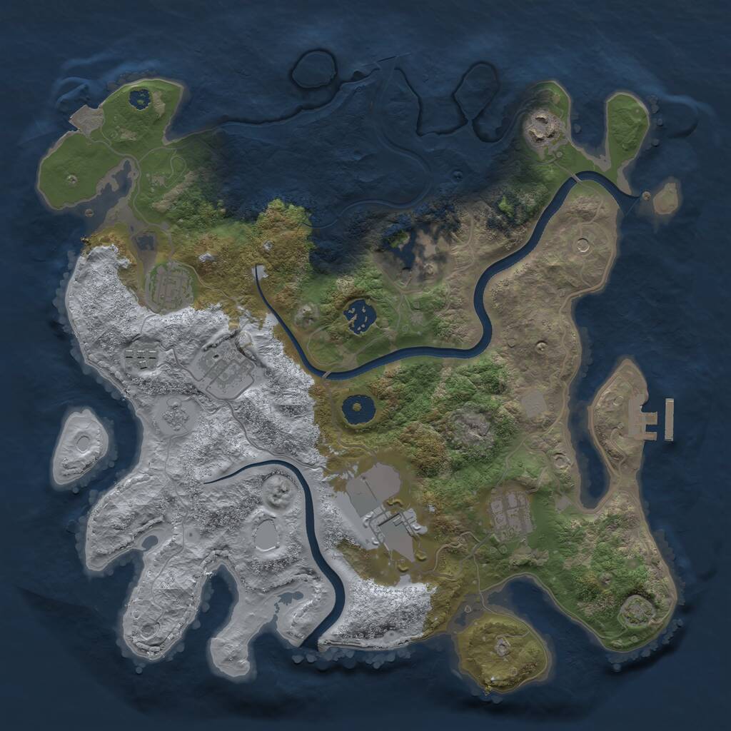 Rust Map: Procedural Map, Size: 3500, Seed: 465178729, 13 Monuments