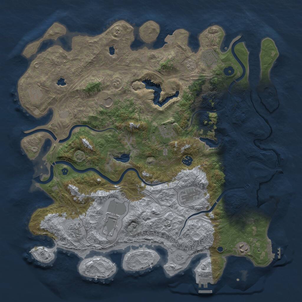 Rust Map: Procedural Map, Size: 4500, Seed: 962169648, 16 Monuments