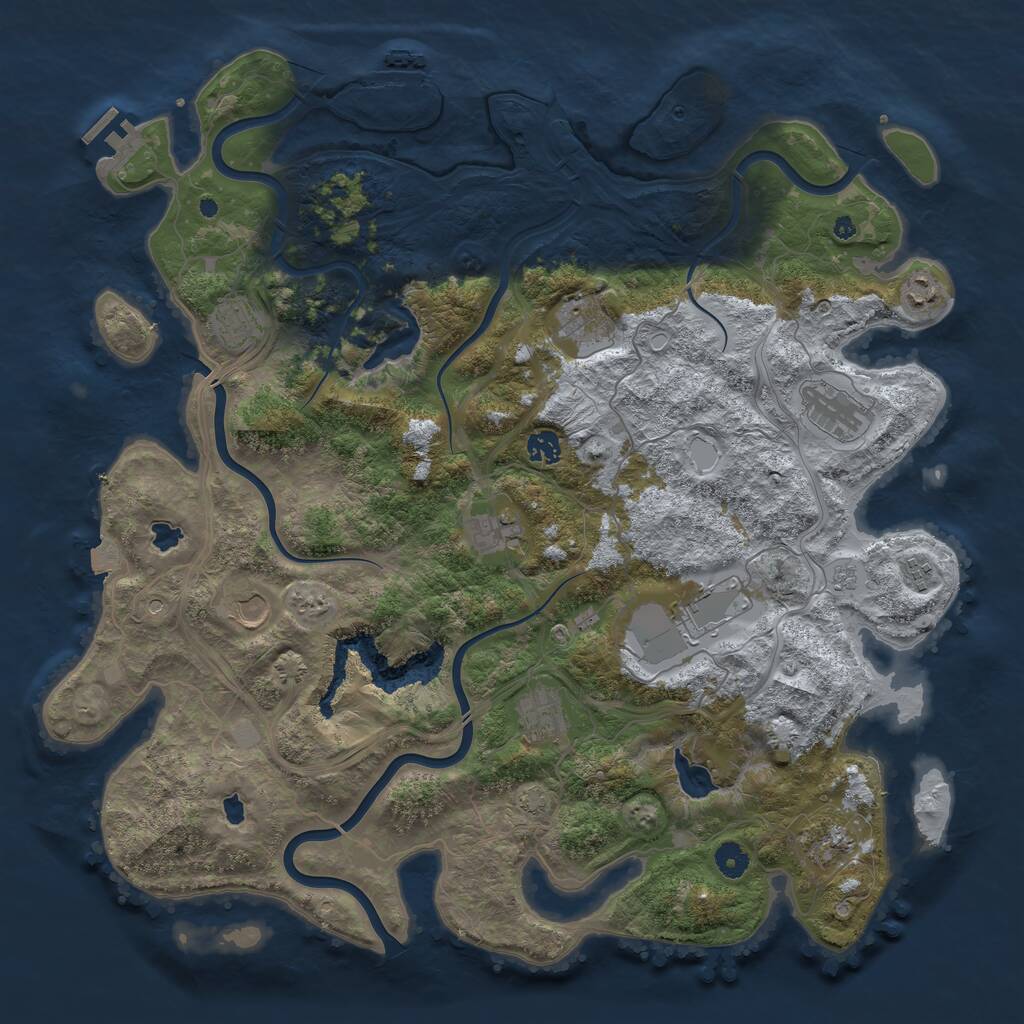 Rust Map: Procedural Map, Size: 4500, Seed: 1128401765, 17 Monuments