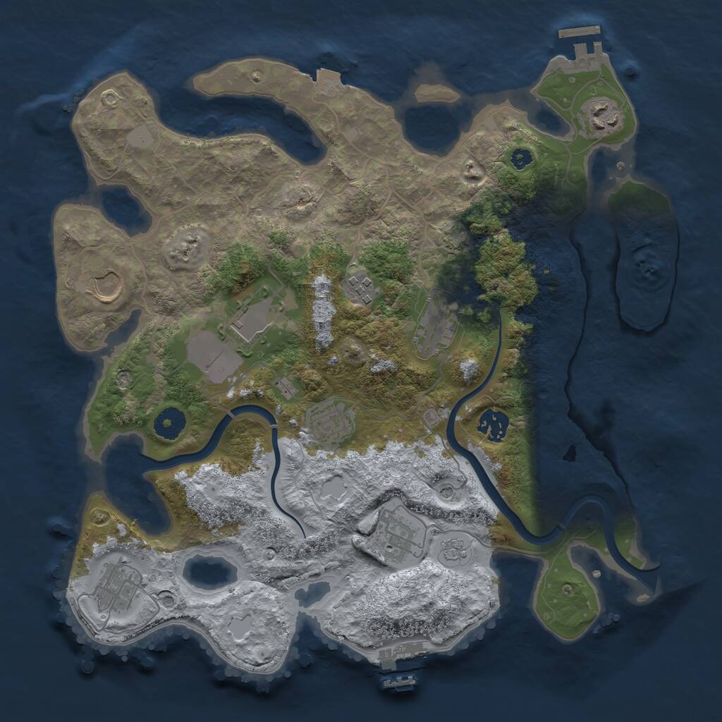 Rust Map: Procedural Map, Size: 3500, Seed: 189785386, 15 Monuments