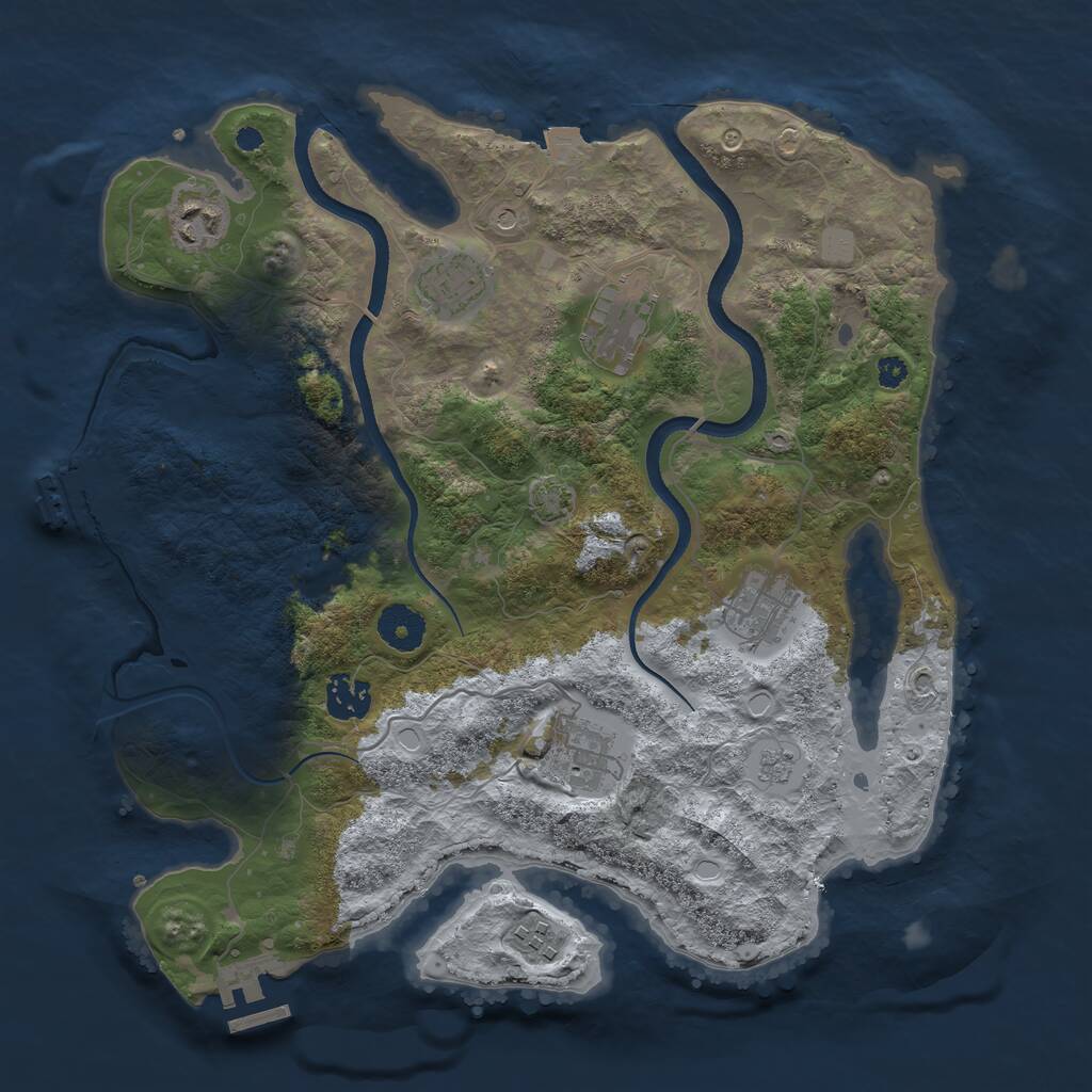 Rust Map: Procedural Map, Size: 3500, Seed: 1762295214, 13 Monuments