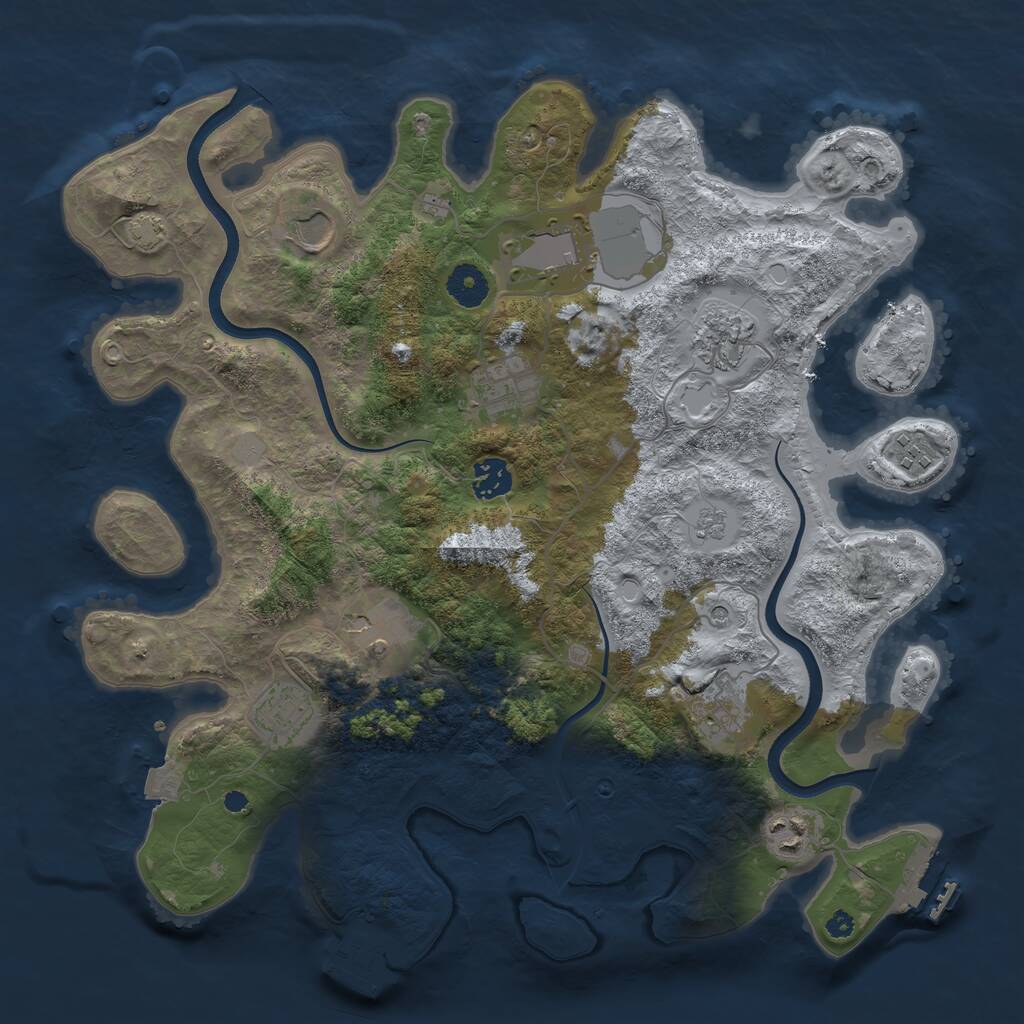 Rust Map: Procedural Map, Size: 3750, Seed: 504599504, 16 Monuments