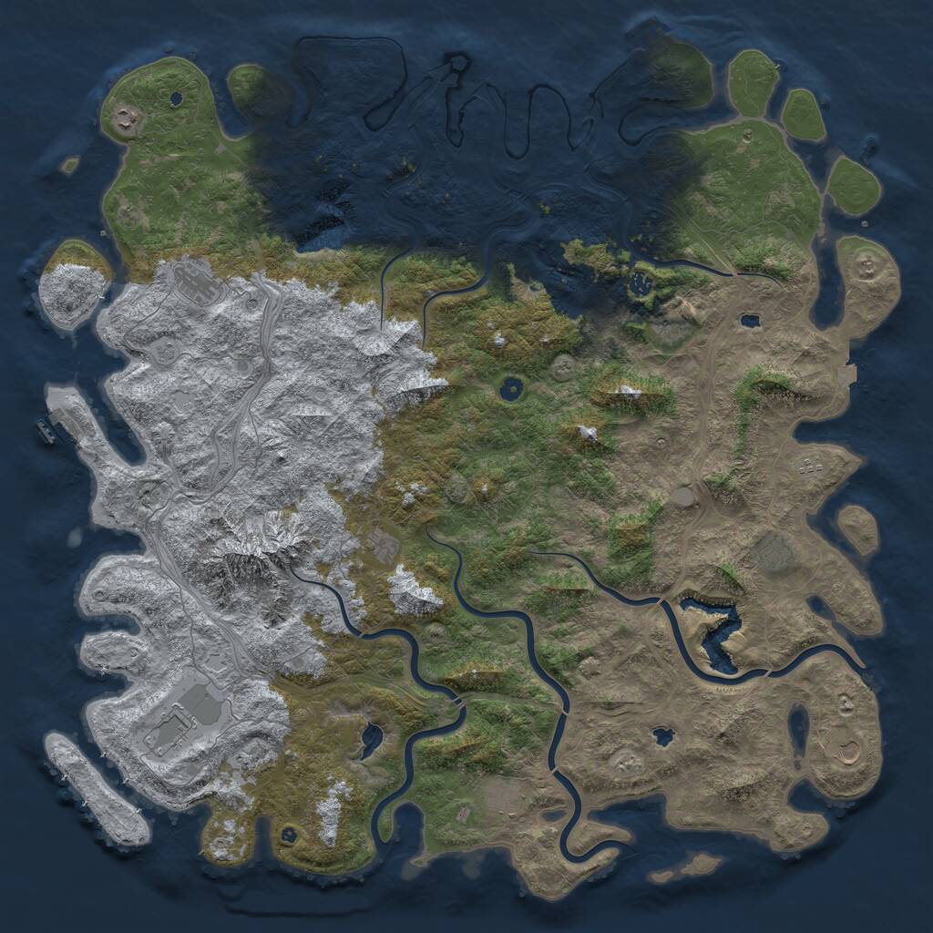 Rust Map: Procedural Map, Size: 6000, Seed: 1706291230, 17 Monuments