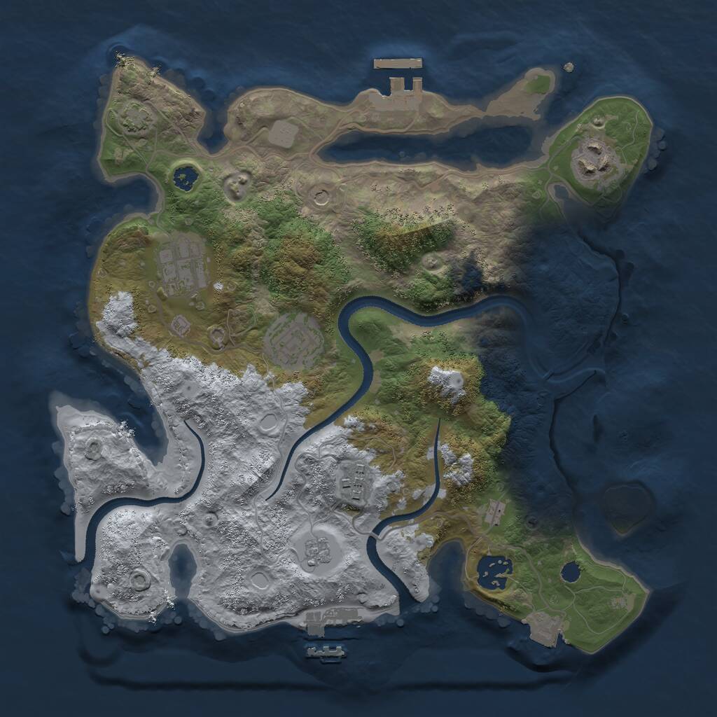 Rust Map: Procedural Map, Size: 3000, Seed: 953673186, 11 Monuments