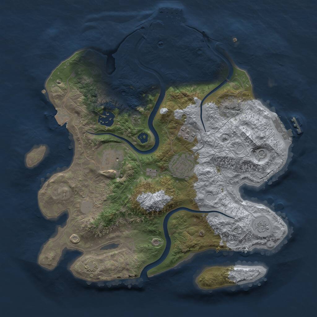 Rust Map: Procedural Map, Size: 3000, Seed: 9661, 10 Monuments