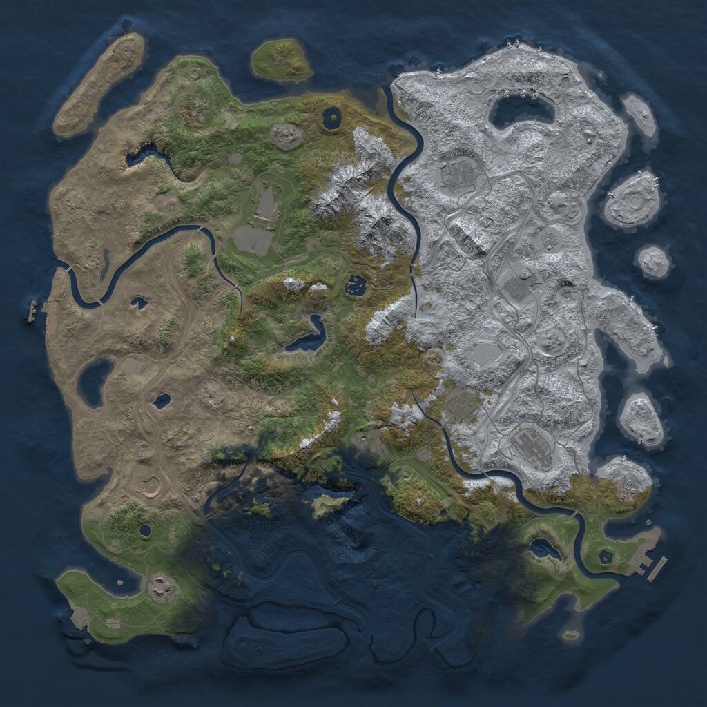 Rust Map: Procedural Map, Size: 5000, Seed: 285736, 17 Monuments