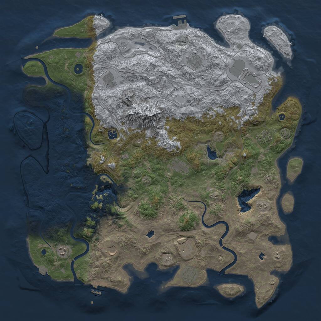 Rust Map: Procedural Map, Size: 5000, Seed: 65629923, 17 Monuments