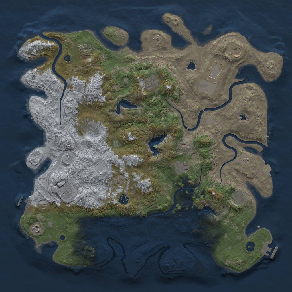 Rust Map: Procedural Map, Size: 4500, Seed: 1302699761, 17 Monuments