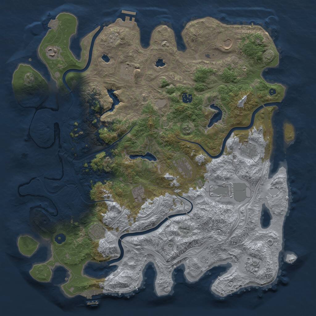 Rust Map: Procedural Map, Size: 4500, Seed: 473000581, 17 Monuments