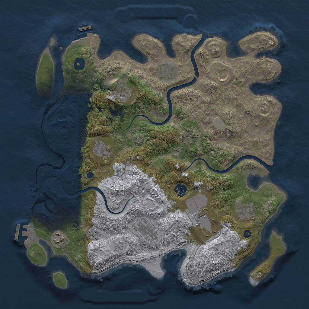Rust Map: Procedural Map, Size: 3750, Seed: 1779381954, 17 Monuments