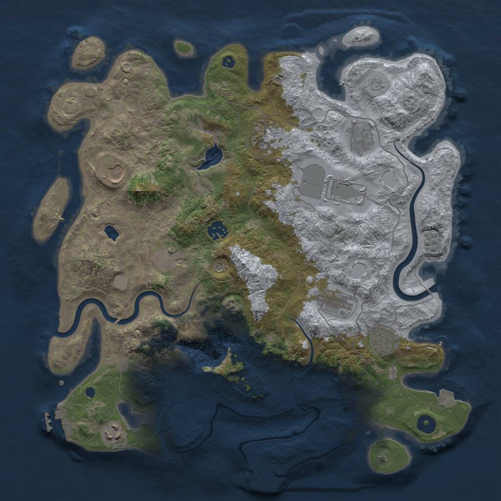 Rust Map: Procedural Map, Size: 4000, Seed: 984316184, 16 Monuments