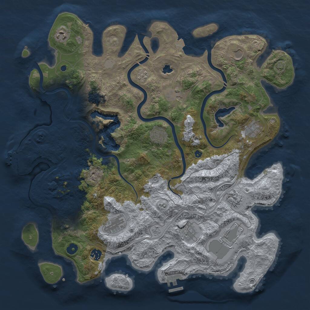 Rust Map: Procedural Map, Size: 4250, Seed: 423634087, 17 Monuments