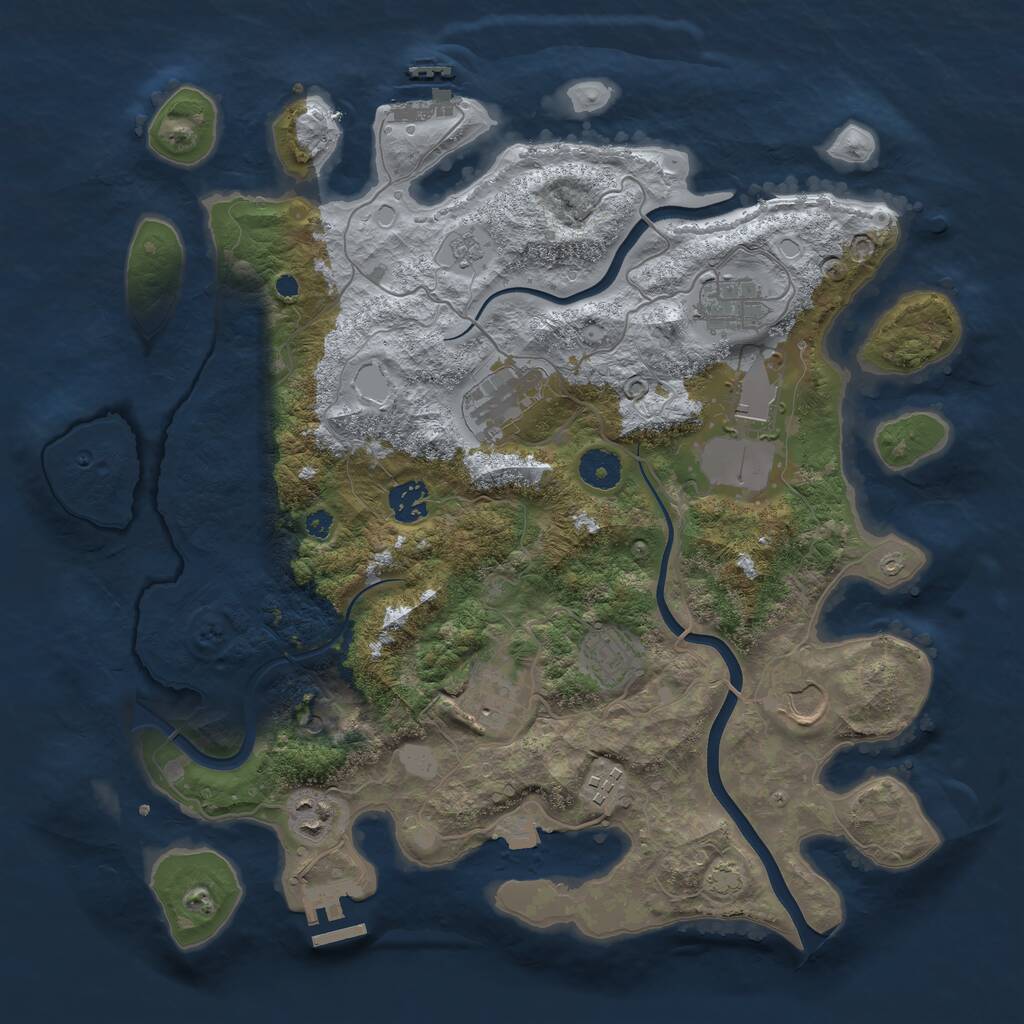 Rust Map: Procedural Map, Size: 3750, Seed: 770489859, 15 Monuments