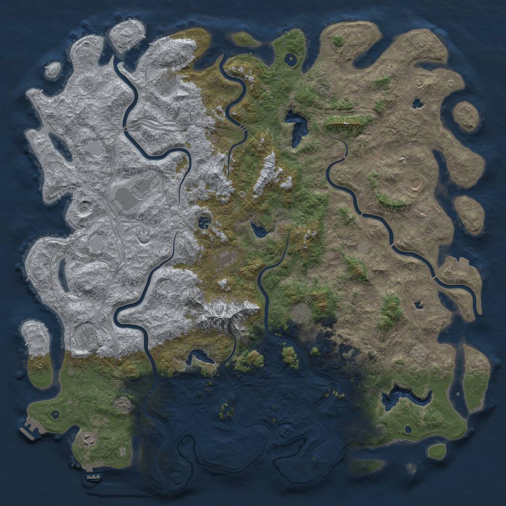 Rust Map: Procedural Map, Size: 6000, Seed: 1093767176, 17 Monuments