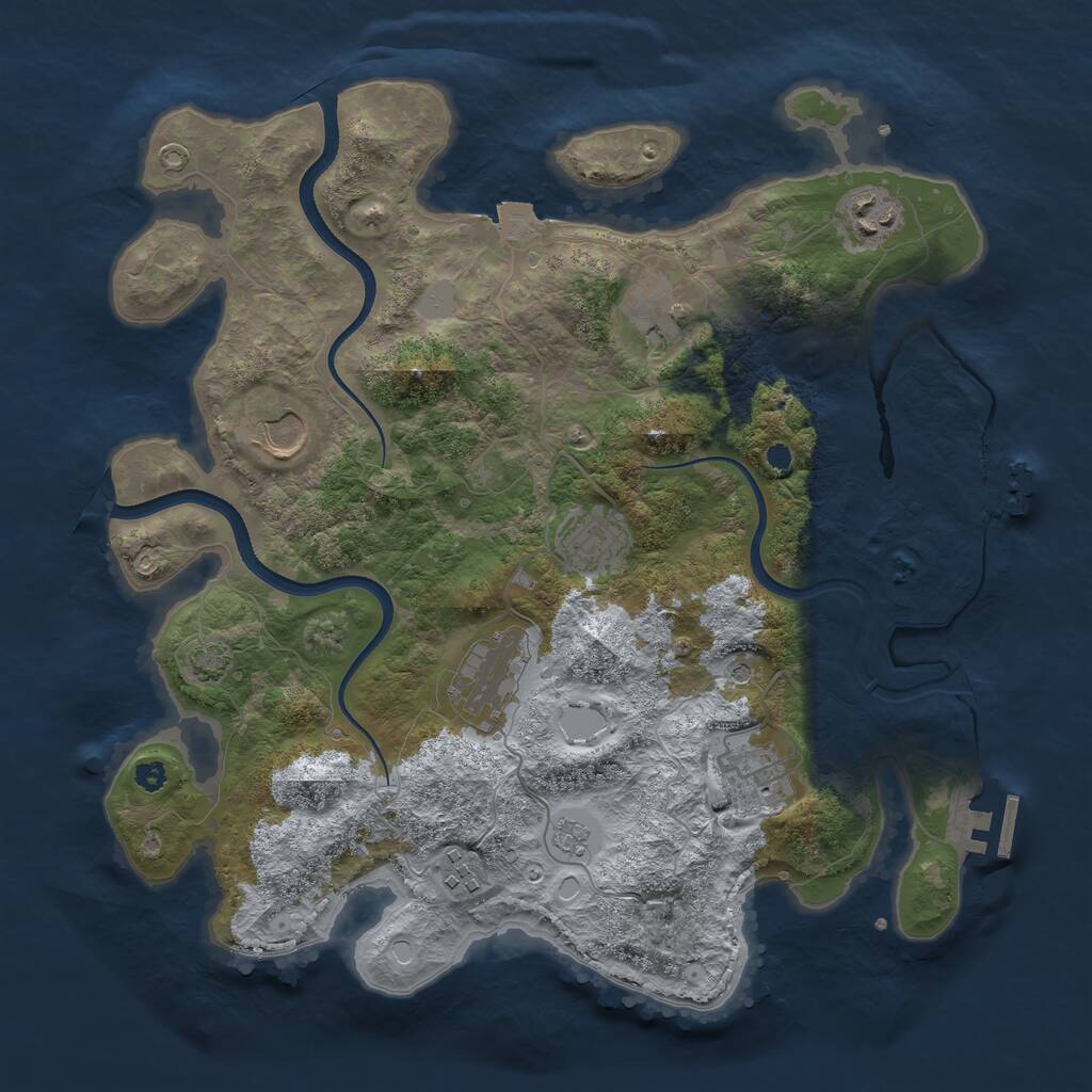 Rust Map: Procedural Map, Size: 3500, Seed: 675664231, 13 Monuments