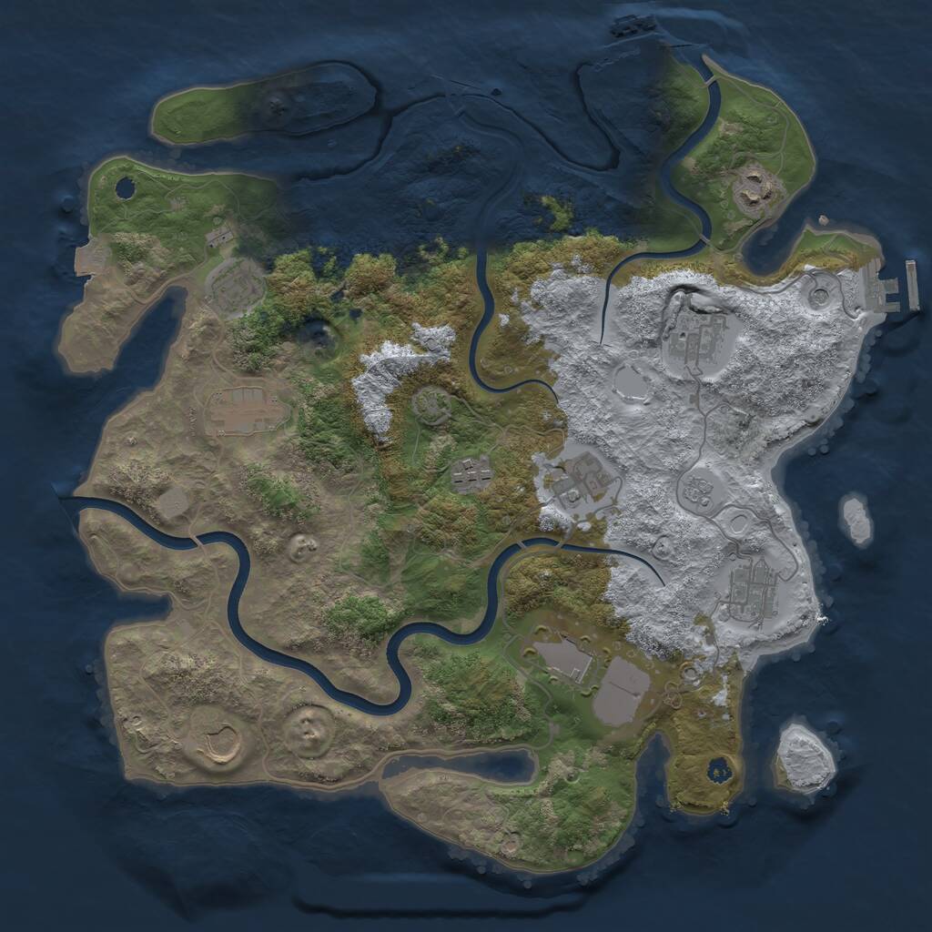 Rust Map: Procedural Map, Size: 3750, Seed: 2057622020, 15 Monuments