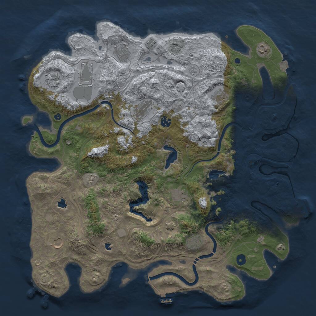 Rust Map: Procedural Map, Size: 4500, Seed: 1544183135, 17 Monuments