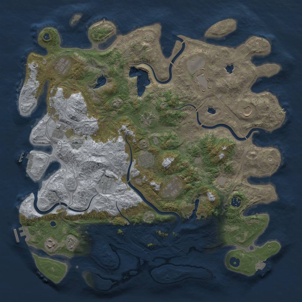 Rust Map: Procedural Map, Size: 4500, Seed: 594501266, 17 Monuments