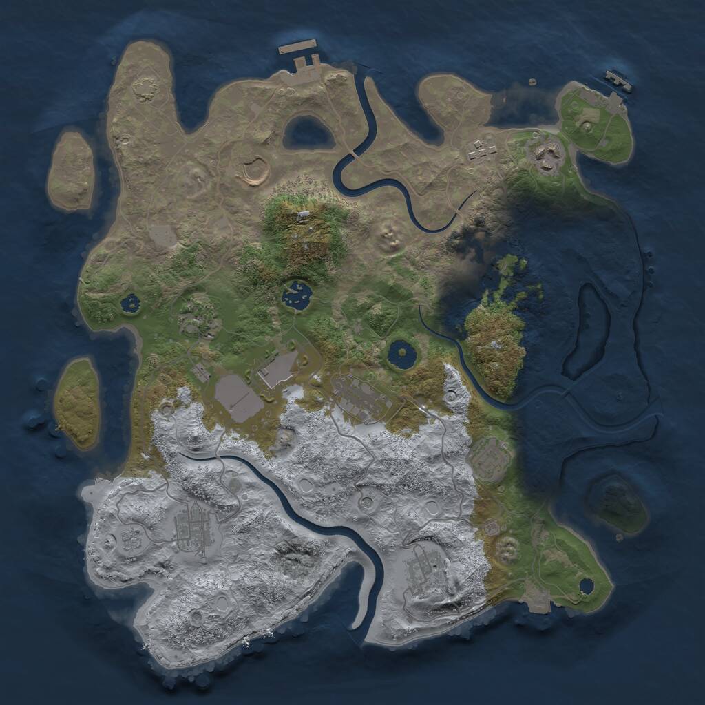 Rust Map: Procedural Map, Size: 3750, Seed: 1511443025, 17 Monuments