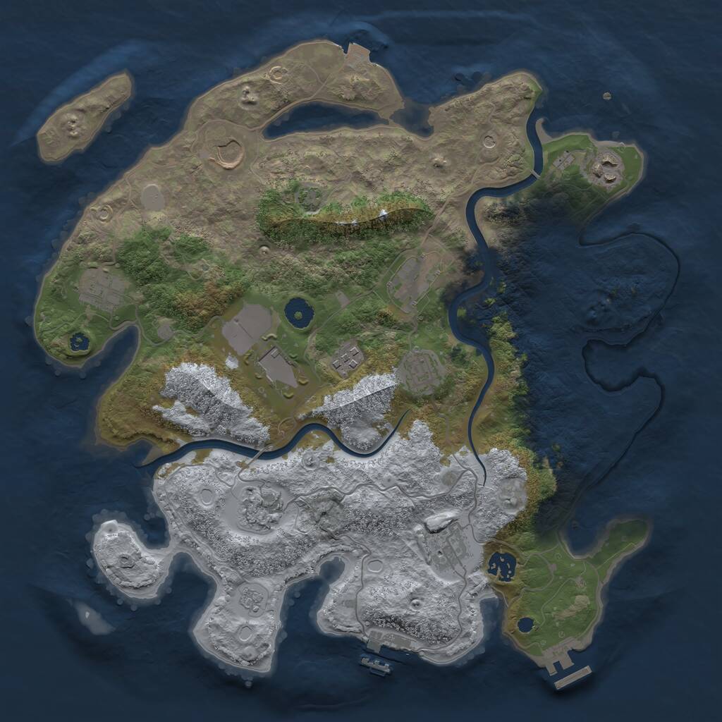 Rust Map: Procedural Map, Size: 3749, Seed: 1231800812, 16 Monuments