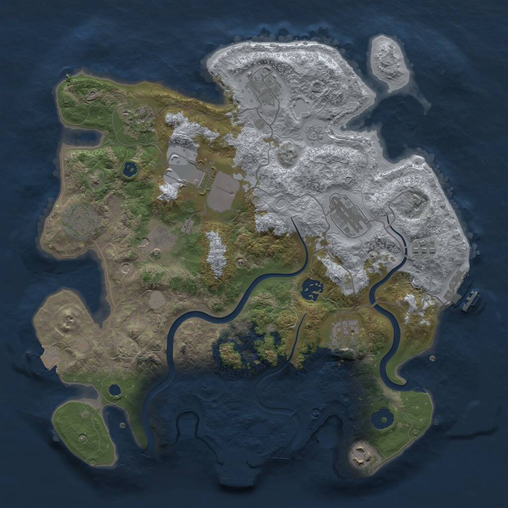 Rust Map: Procedural Map, Size: 3500, Seed: 453102993, 16 Monuments