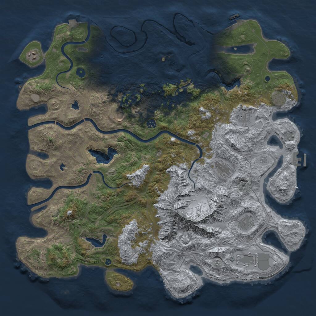 Rust Map: Procedural Map, Size: 5000, Seed: 896480687, 16 Monuments