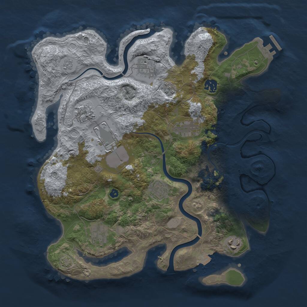 Rust Map: Procedural Map, Size: 3500, Seed: 1884310418, 14 Monuments