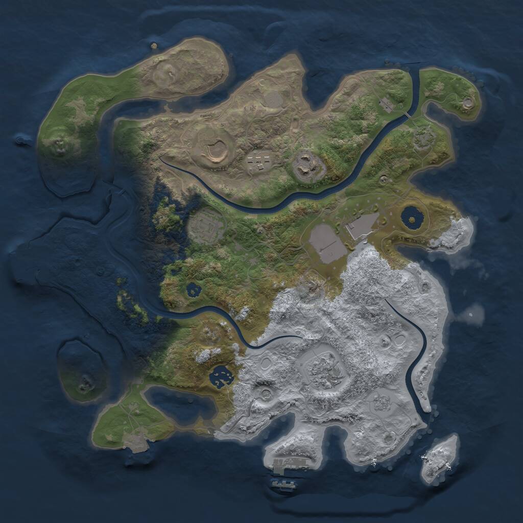 Rust Map: Procedural Map, Size: 3500, Seed: 865949044, 13 Monuments